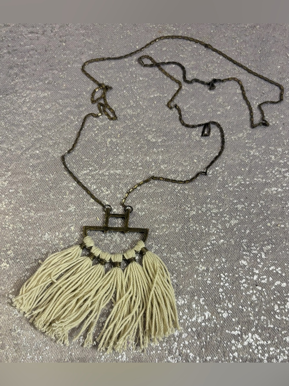 Boho Cream Tassel Pendant Necklace - Unbranded